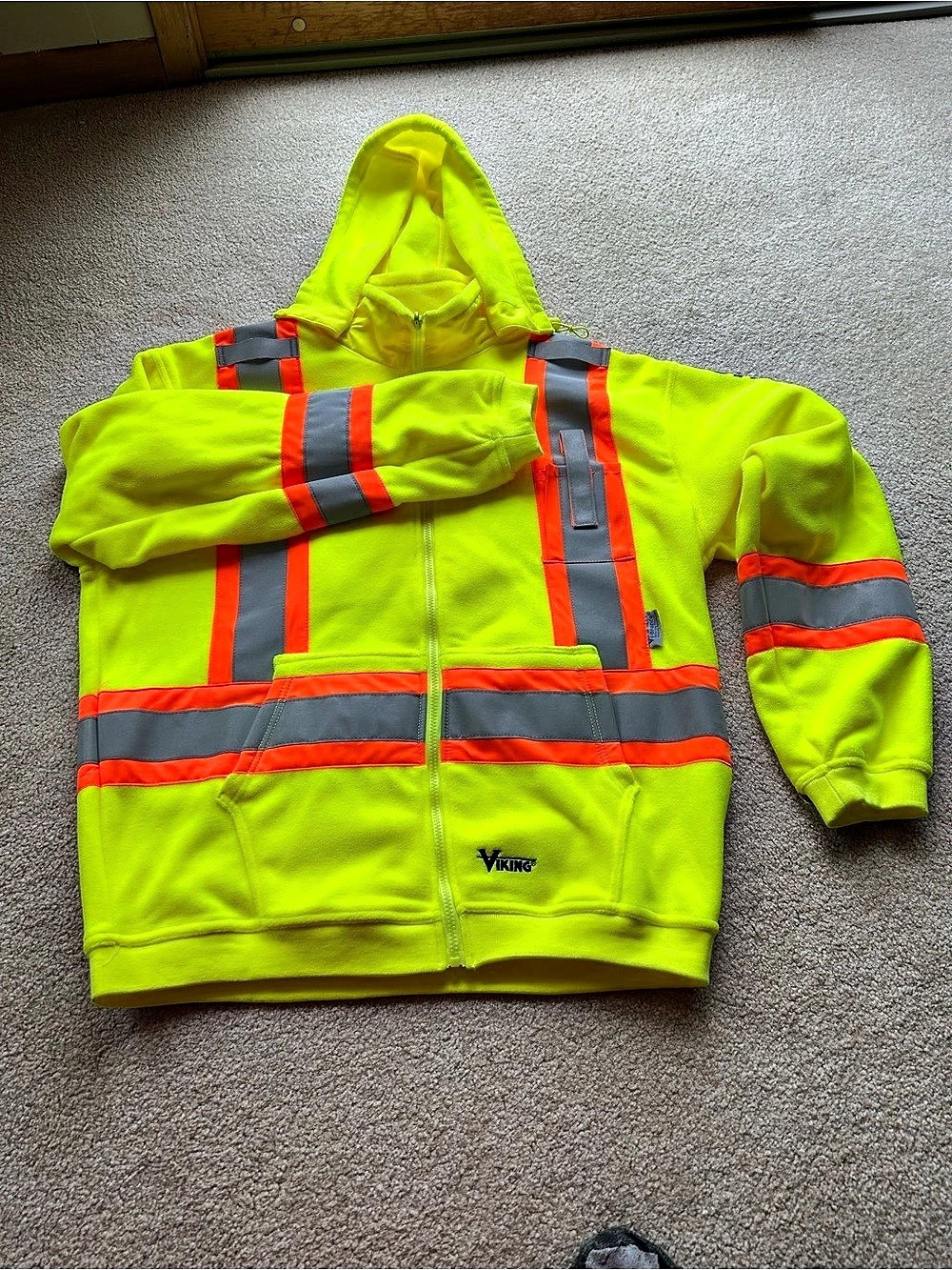 Viking Safety Fleece Hoodie Reflective Green & Orange XXL